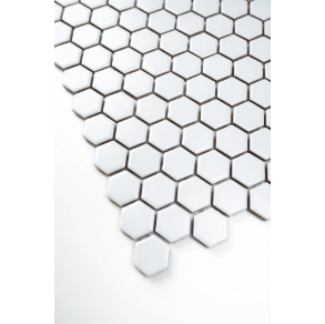 1X1 WHITE MATTE HEXAGON PORCELAIN MOSAIC - porcelain tile